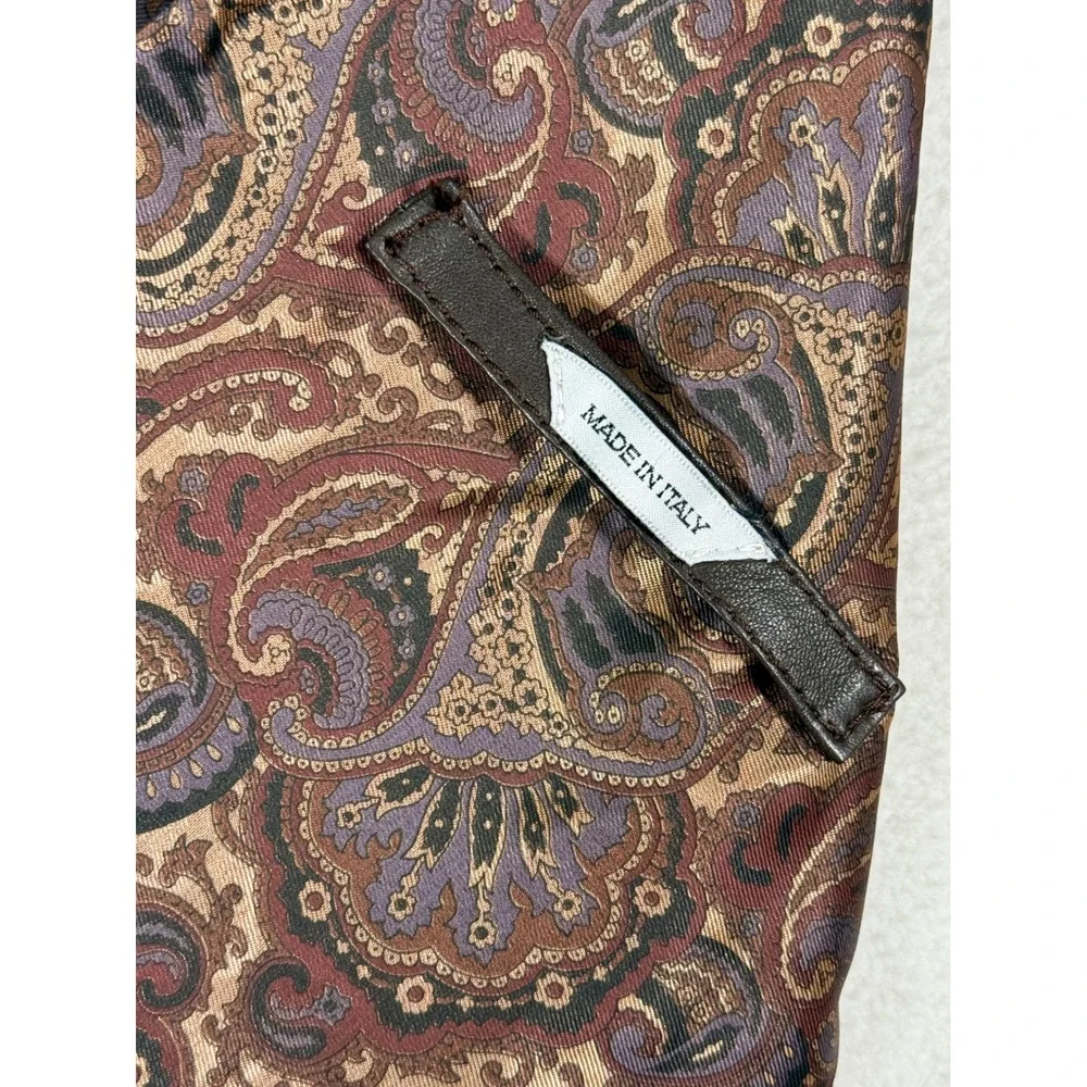 Made in Italy Silk Paisley Scarf Brown Tan Burgundy Double Layered Accessory